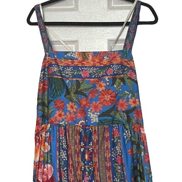 Farm Rio Stitched Garden Blue Maxi Dress Size XL - Picture 4 of 9